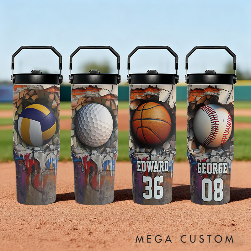 Personalized Sports 30oz Tumbler with Name and Number A Perfect Gift for Athletes and Fans