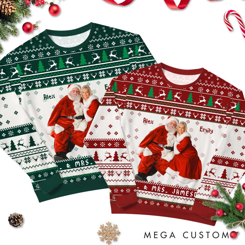 Personalized Couple Christmas Ugly Sweater Festive Couple Cloth for Husband Wife Couple Anniversary Gift Ugly Sweater