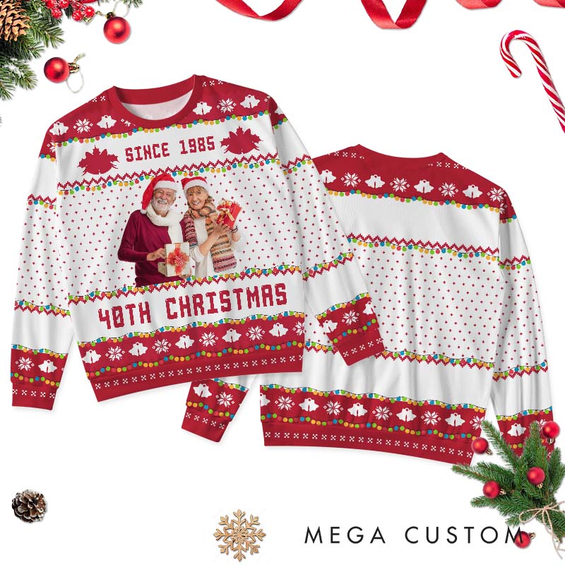 Personalized Christmas Couple Ugly Sweater Husband Wife Anniversary Christmas Sweater Couple Ugly Sweater with Photo
