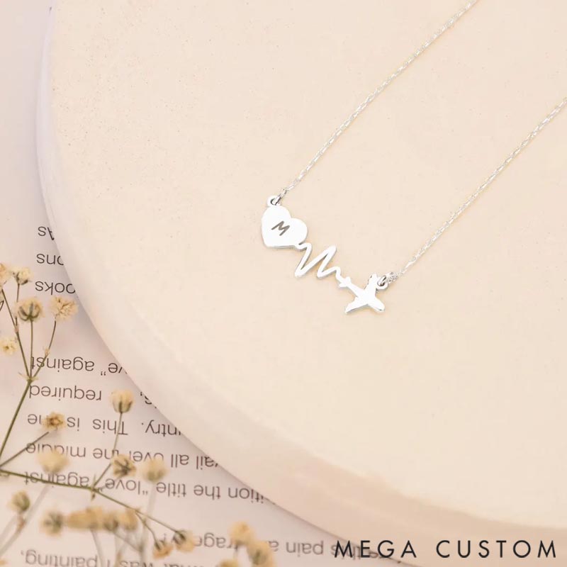 Personalized Airplane Necklace with Custom Initials Gift for Travel Lovers