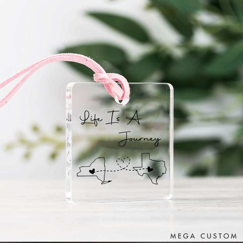 Personalized Travel Luggage Tags Heart Map Gift for Travel Lovers