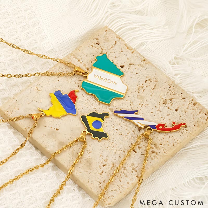 Personalized Travel Destination Map Necklace for Travel Lovers