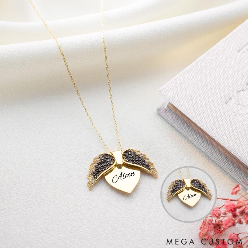 Personalized Custom Necklace Travel Souvenir Wing Necklace Custom Name