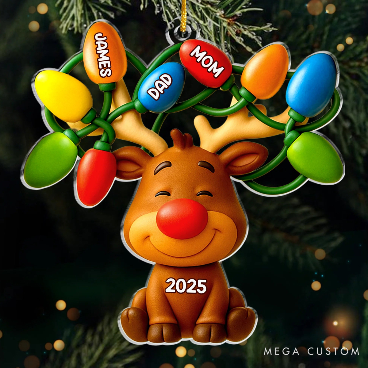 Personalized Acrylic Our Cute Festival Unique Reindeer Crew Holiday Christmas Ornament 