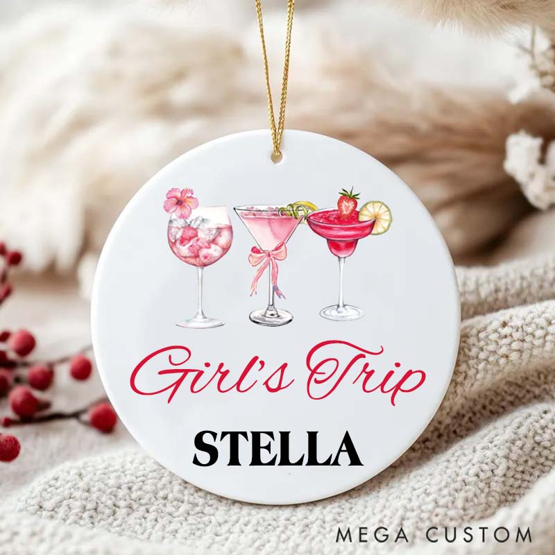 Personalized Girl's Trip Ceramic Ornament Traveling Gift for Travel Lovers 