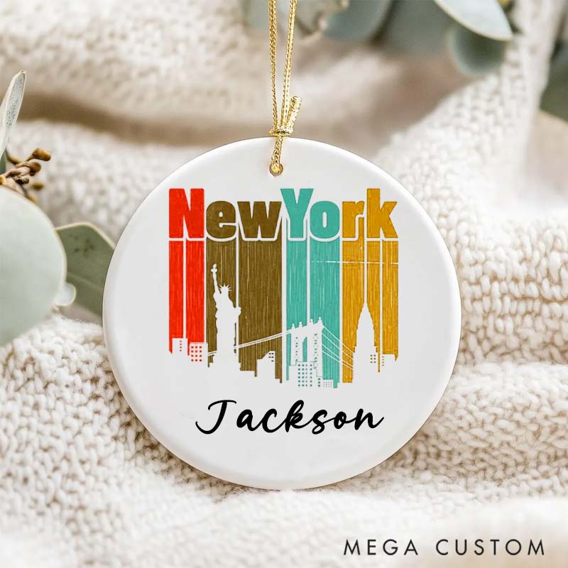 Personalized Ceramic Ornament New York Statue of Liberty Traveling Gift for Travel Lovers 