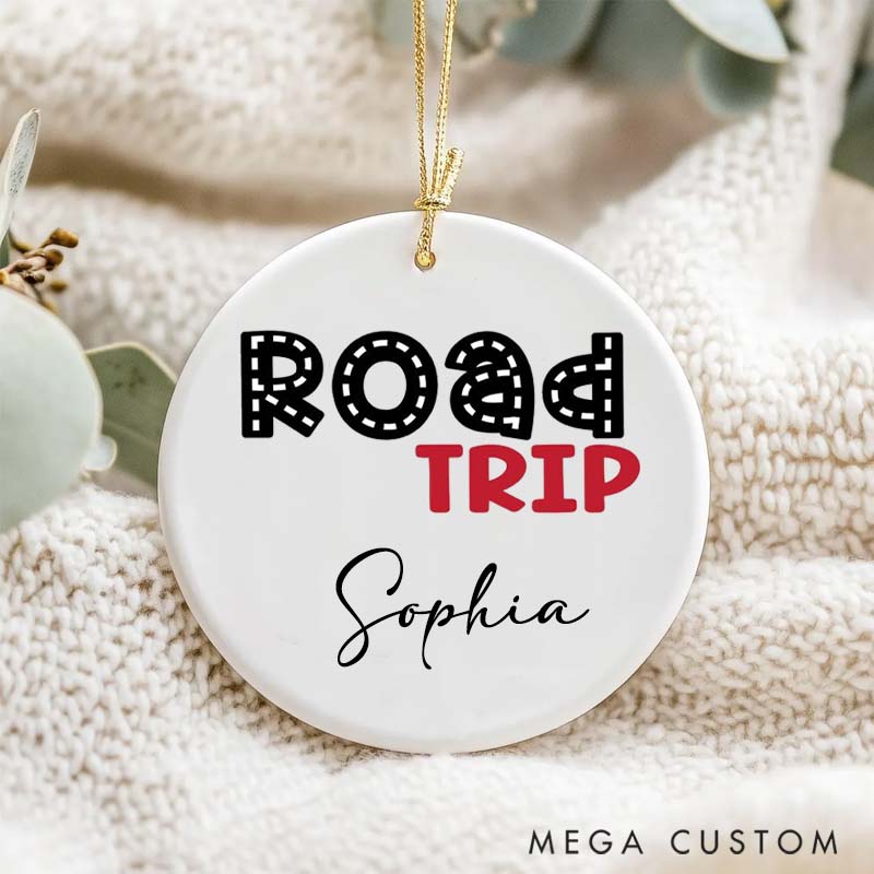 Personalized Ceramic Ornament Rode Trip Traveling Gift for Travel Lovers 