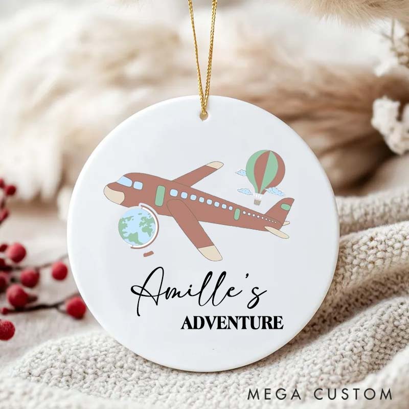 Personalized Ceramic Ornament Global Travel Adventure Traveling Gift for Travel Lovers 