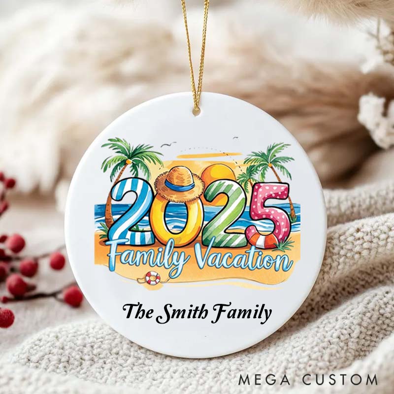 Personalized Ceramic Ornament 2025 Family Vacation Traveling Gift for Travel Families