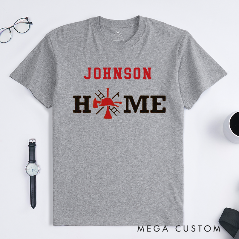 Personalized T-Shirt for Firefighter Family Home Firefighter Helmet Design Gift for Firefighter