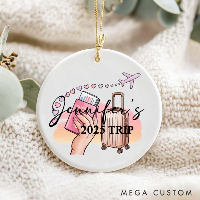 Personalized Ceramic Ornament 2025 Trip Traveling Gift for Travel Lovers