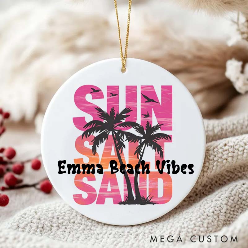 Personalized Ceramic Ornament Beach Vacation Traveling Gift for Travel Lovers