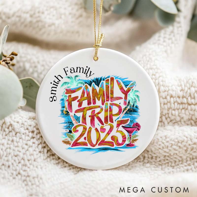 Personalized Ceramic Ornament Family Trip 2025 Traveling Gift for Travel Families