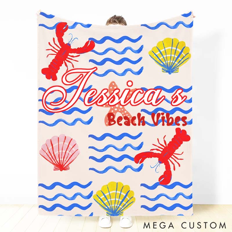 Personalized Travel Mom Blanket Gift for Travel Lovers Beach Vibes and Custom Name