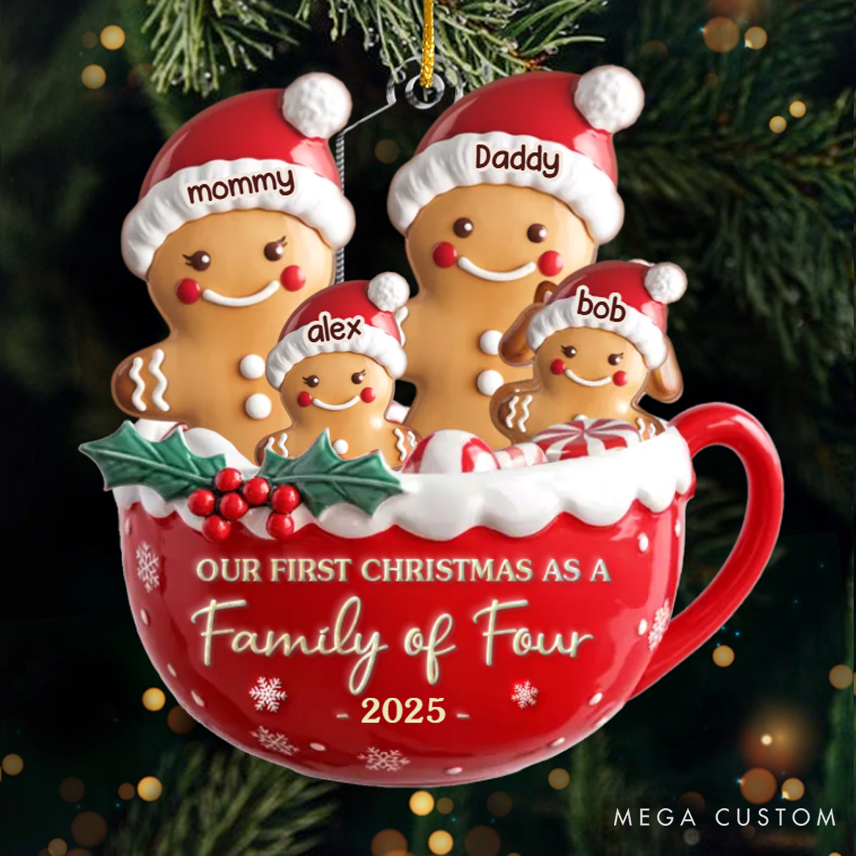 Personalized Acrylic Home is Where Love Lives Holiday Festival Snowman Christmas Ornament 