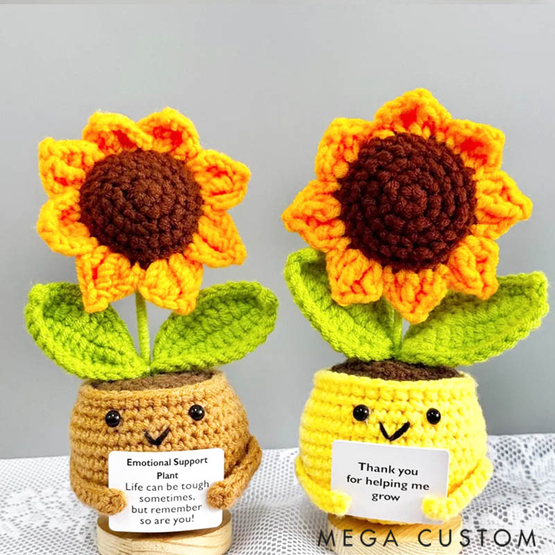 Personalized Crochet Sunflower Planter Home Decor Daily Positive Motivation Home Decor For Crochet Lovers