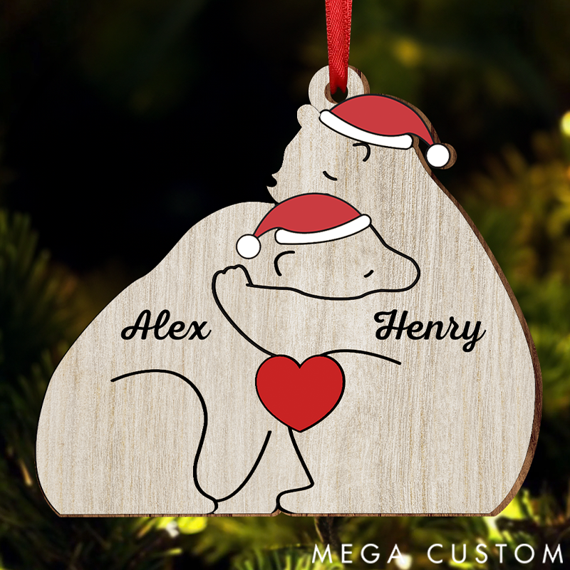 Personalized Christmas Bear Family Acrylic Ornament Gifts for Mom Dad Kids