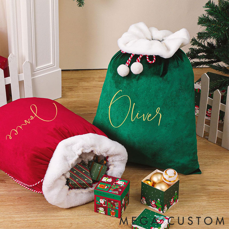 Personalized Large Santa Sack Christmas Family Santa Bag Stocking Sack with Name Christmas Gift Bag  Holiday Gift Bag Santa for Kids