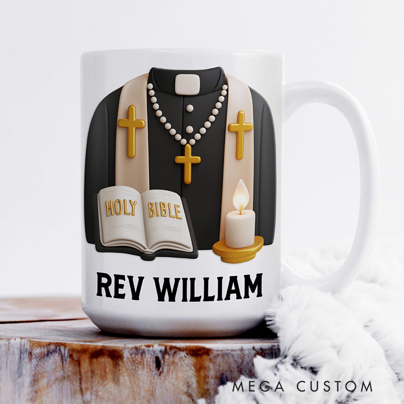 Personalized Thank you Pastor Holy Bible Ceramic Mug with Name Religious Gift Appreciation Gift for Pastor