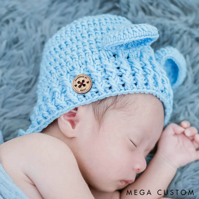 Personalized Handmade with Love Wooden Buttons Set of 10 Clothing Labels Gift for Mother Grandma Knitting Crocheting Lovers