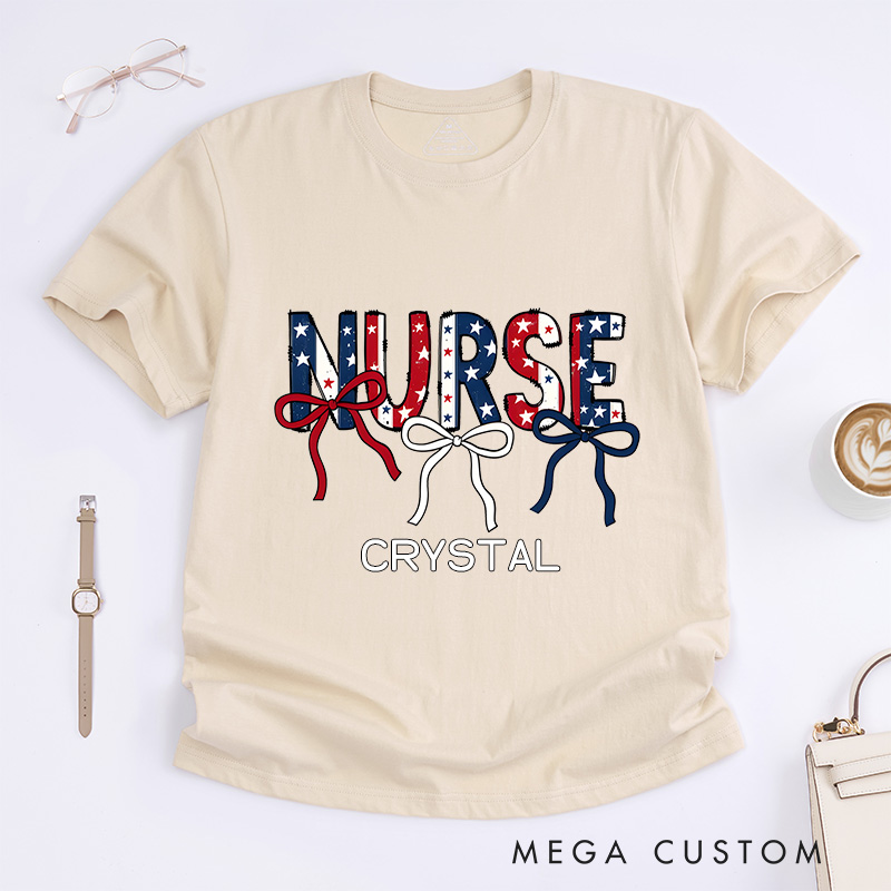 Personalized Nurse T-Shirts Stars and Stripes Nurse Pride Fashion Design T-Shirts