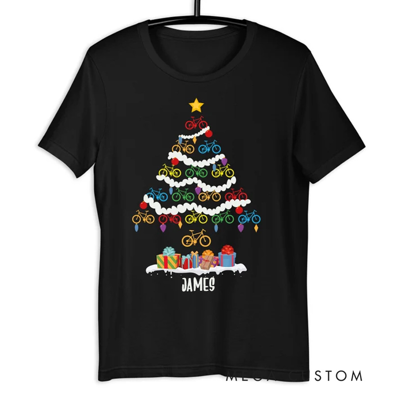 Personalized Cycling Classic T-shirt Christmas Bicycle Shirt Bicycle Xmas Ornaments Gift