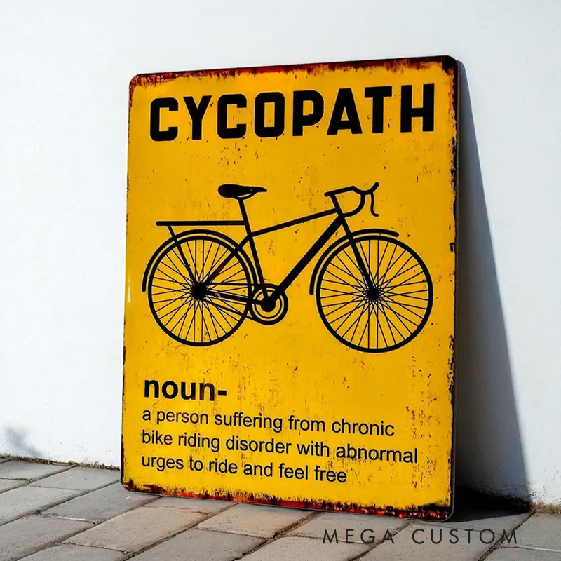 Personalized Vintage Style Cycling Sign Unique Metal Plaque for Garage Decor Cyclist Gift Cycopath Sign