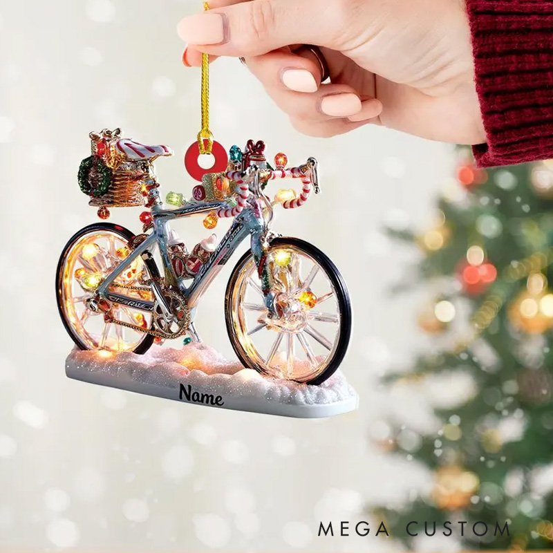 Personalized Bicycle Flat 2D Acrylic Christmas Ornament Road Bike Festive Racing Bicycle Decor