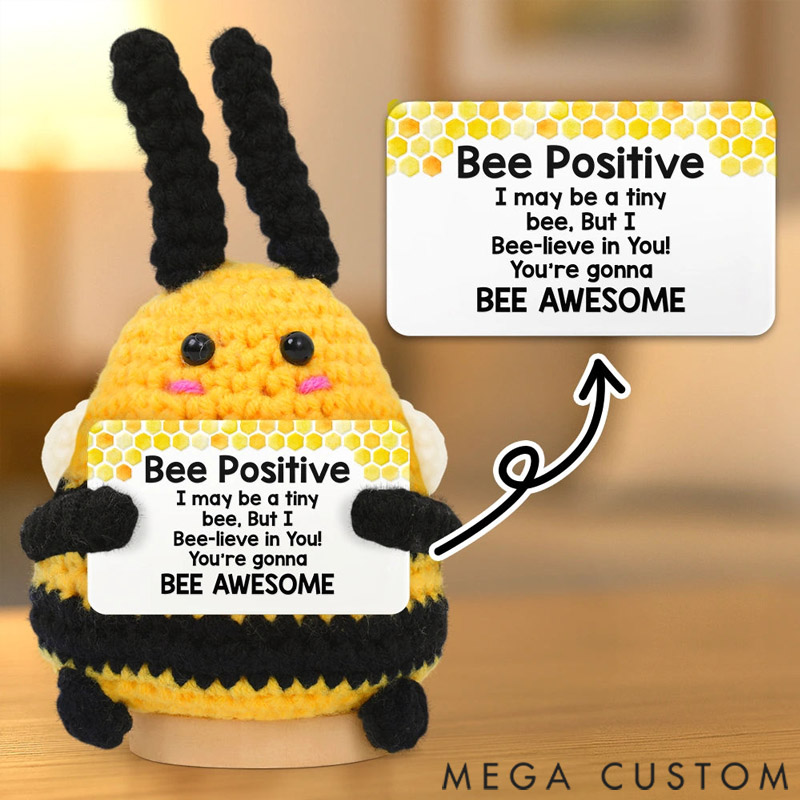 Personalized Bee Positive You Are Gonna Bee Awesome - Personalized Doll Crochet With Custom Card