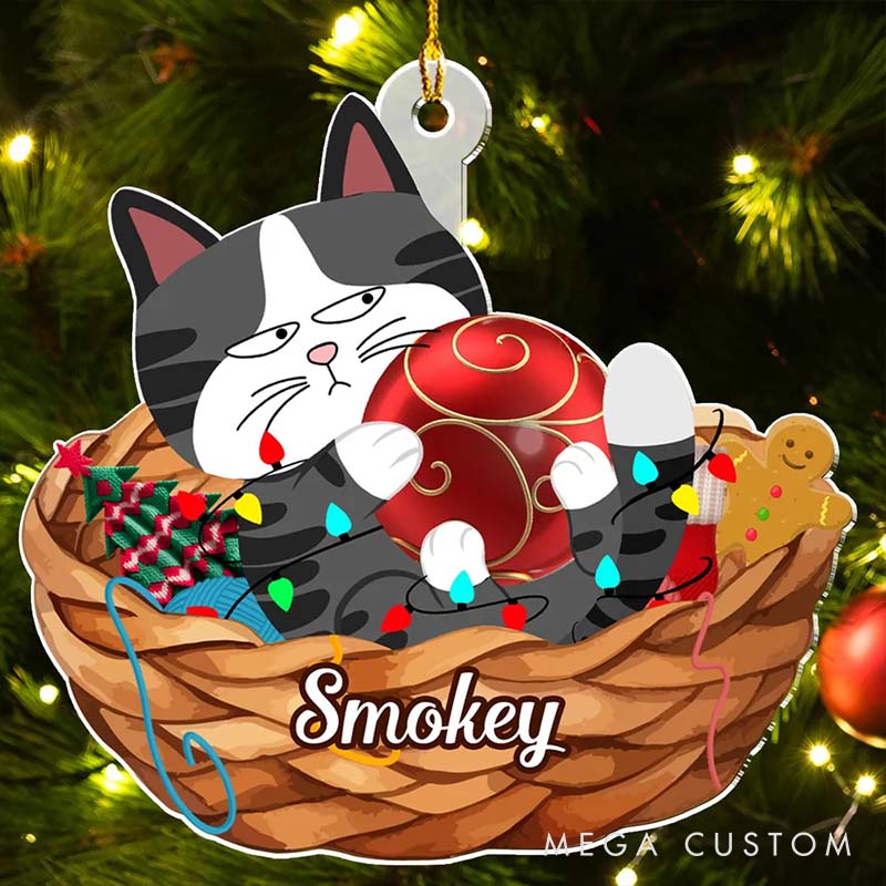 Personalized Cat Lover Lovely Swinging Cat Christmas Christmas Ornament