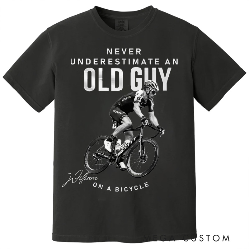 Personalized Cycling Classic T-shirt Photo Customed Mountaineer Gift Mountain Bike T-shirt Outdoors Graphic Tee