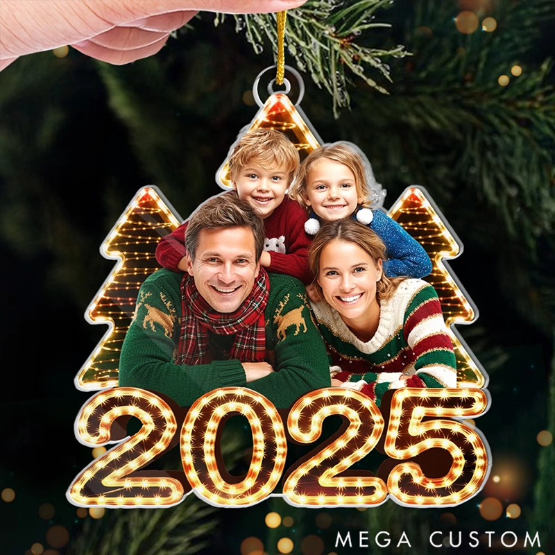 Personalized Christmas Ornament Custom Photo Gifts for Mom Dad Kids Our Story Framed in Joy