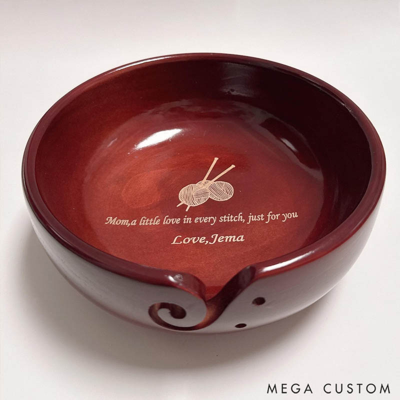 Personalized Wooden Portable Yarn Bowl for Knitting Storage Bowl with Holes for Crochet Yarn Organizing and Storage
