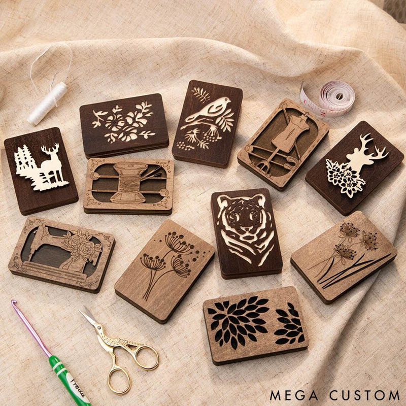 Personalized Wooden Needle Box Holder with Magnet Needle Minder Embroidery Needle Point Storage Tool