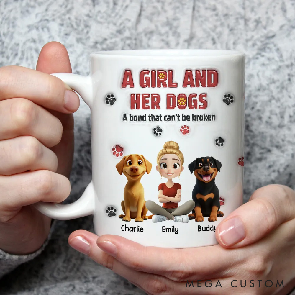 Personalized Dog Lover a Girl and Her Dog Mugs