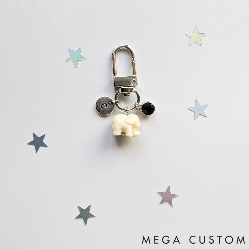 Personalized Travel Elephant Keychain with Birthstone Initials Travel Turtle Bag Charm Gift for Travel Lovers