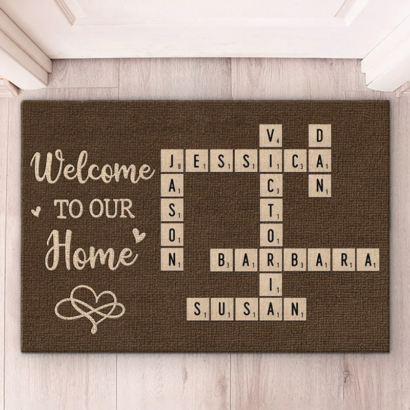 Personalized Family Name Puzzle Rug Welcome to Our Home Custom Doormat Perfect Housewarming Gift Durable Entryway Mat for New Home Indoor Outdoor Decor