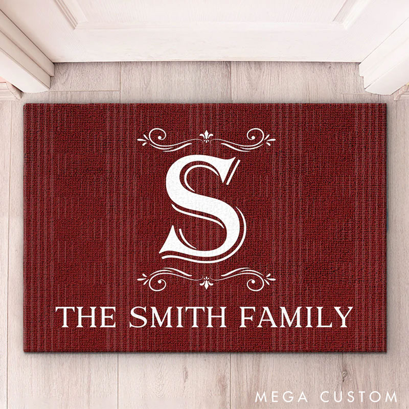 Personalized Family Monogram Doormat Custom Welcome Mat for New Home Perfect Housewarming Gift Durable Entryway Rug Available in Multiple Colors Indoor Outdoor Decor