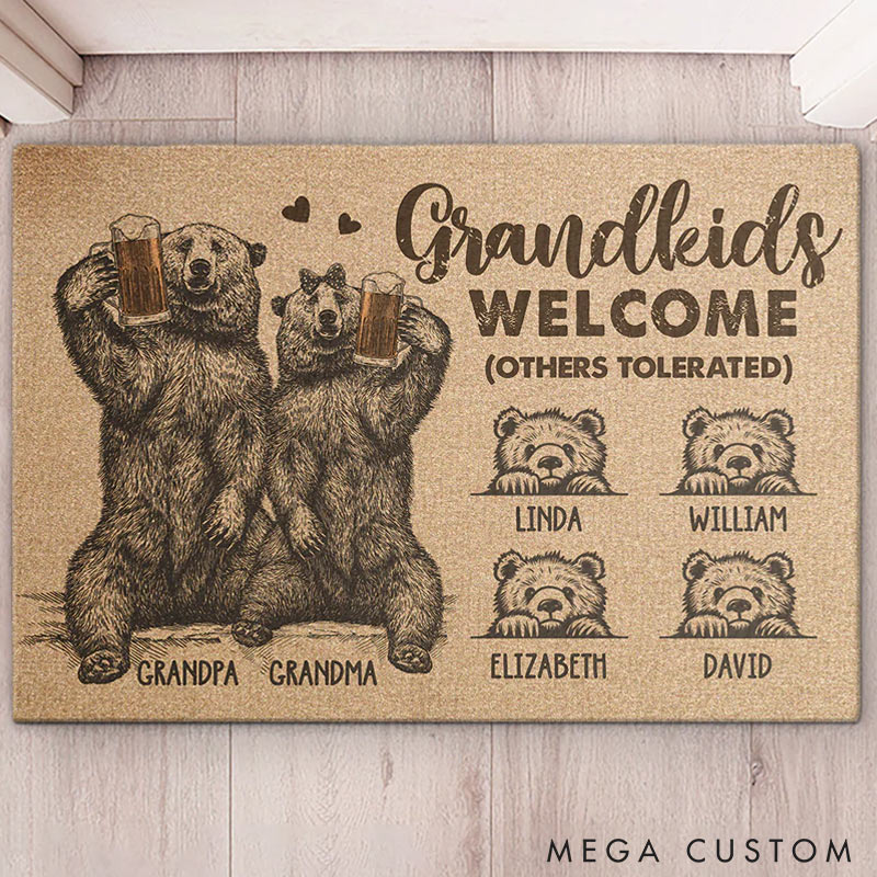 Personalized Grandkids Welcome Doormat Custom Family Name Rug Perfect Housewarming Gift for New Home Fun Entryway Decor Durable Indoor Outdoor Floor Mat