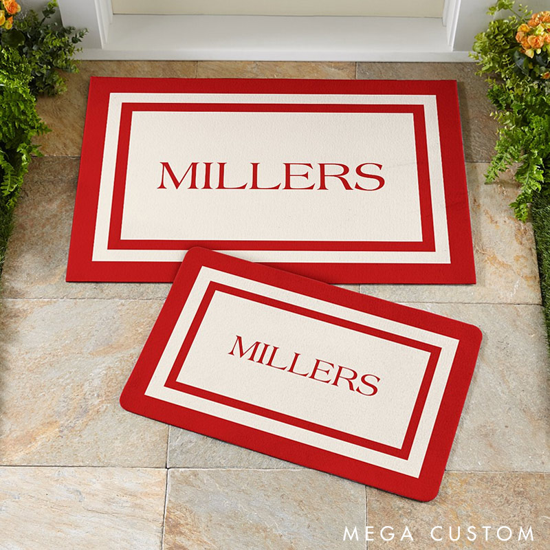 Personalized Family Name Doormat Custom Welcome Mat for New Home Elegant Housewarming Gift Durable Entryway Rug Classic Design for Indoor Outdoor Decor