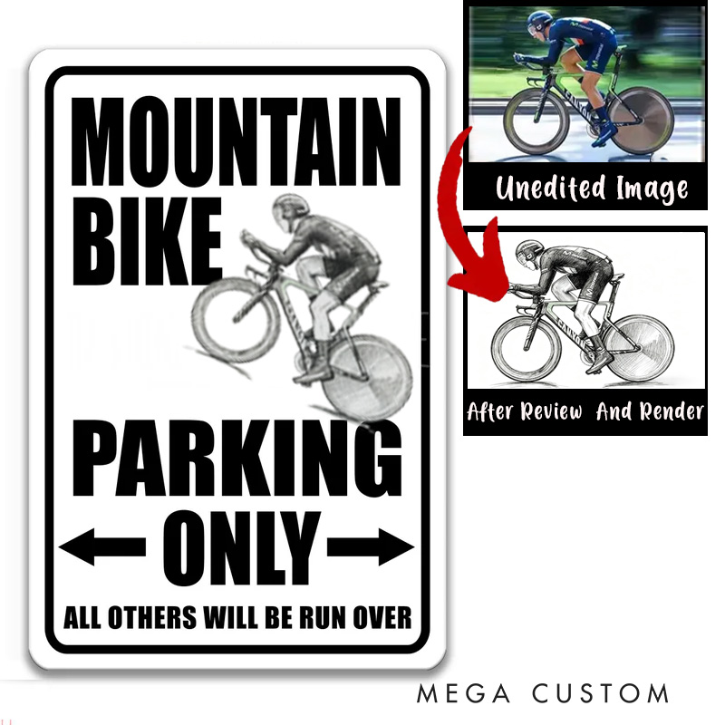 Personalized Photo Design Mountain Bike Parking Only Sign Mountain Biker Sign Mountain Biking Lover Gift