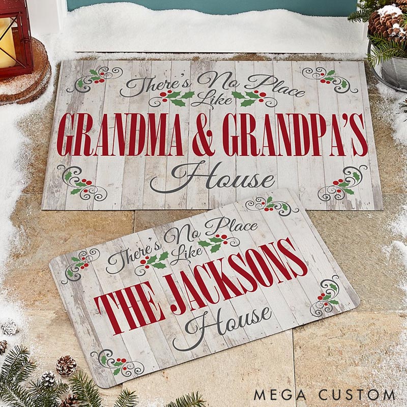 Personalized Grandma's House Doormat Custom Holiday Rug Perfect Christmas Housewarming Gift for New Home Festive Entryway Decor Durable Indoor Outdoor Mat