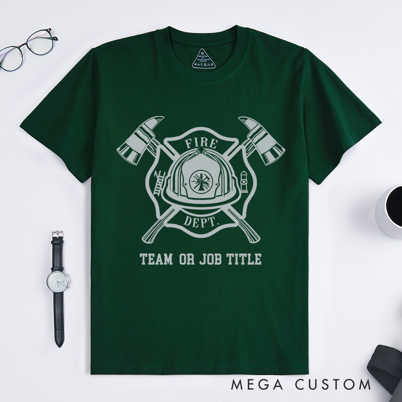 Personalized Classic Bold Professional Firefighter Badge and Tools Emblem Design Gift for Firefighter T-Shirt