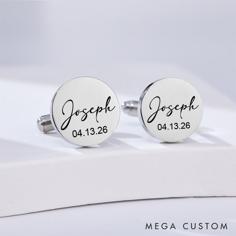 Personalized Engraved Groom Groomsman Cufflinks Elegant Wedding Party Gifts Cufflinks Best Man Gift Stainless Steel Cuff Link for Men
