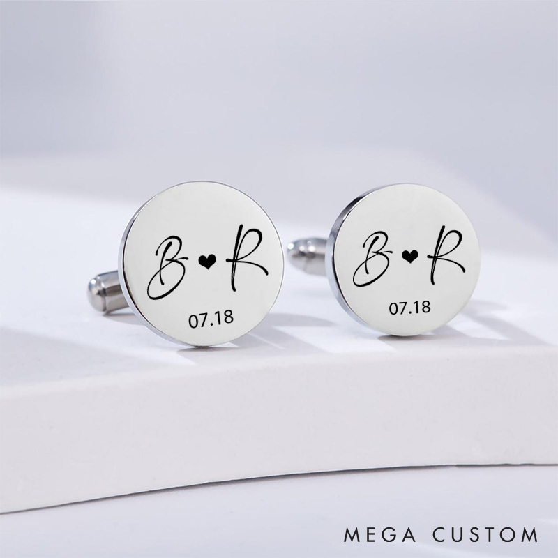 Personalized Engraved Cufflinks Husband Groom Cufflinks Steel Cufflink for Him Wedding Gift Anniversary Gift Cufflinks for Men
