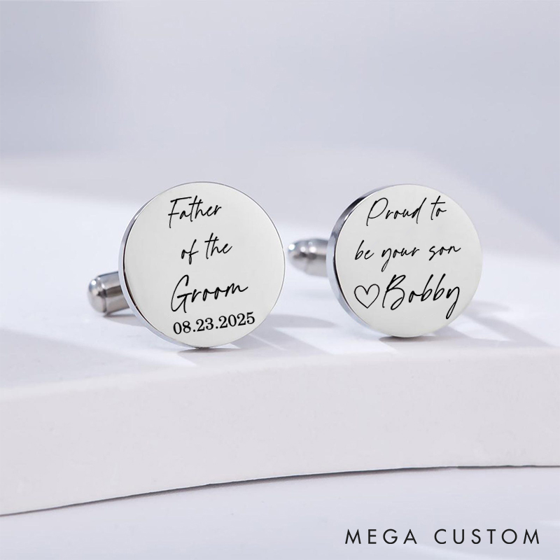 Personalized Father of the Groom Cufflink Engraved Cufflinks for Groom Dad Wedding Gift Cuff Link for Dad Bachelor Favors Cufflinks