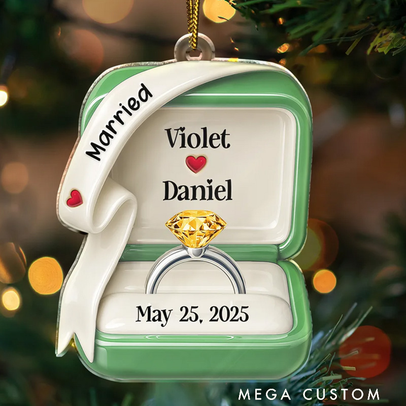 Personalized She Said Yes Engaged Married Ceramic Effect Ring Box Just Married Ornament For Newlyweds Couple Christmas Gift