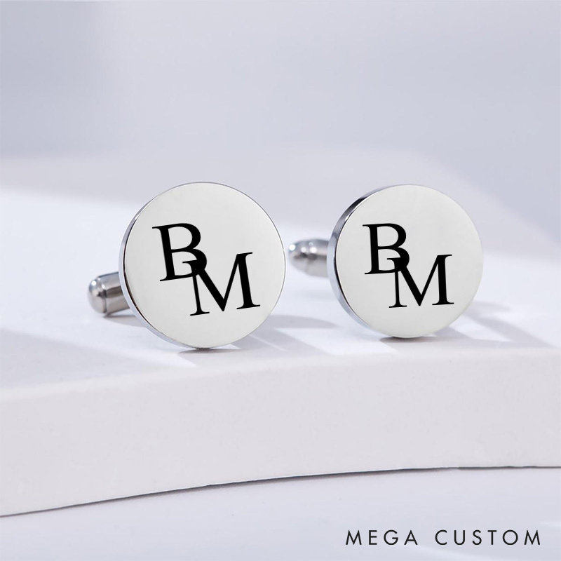 Personalized Minimalist Initial Cufflinks Custom Engraved Cufflinks for Groom Groomsman Bachelor Party Favors Cuff Links