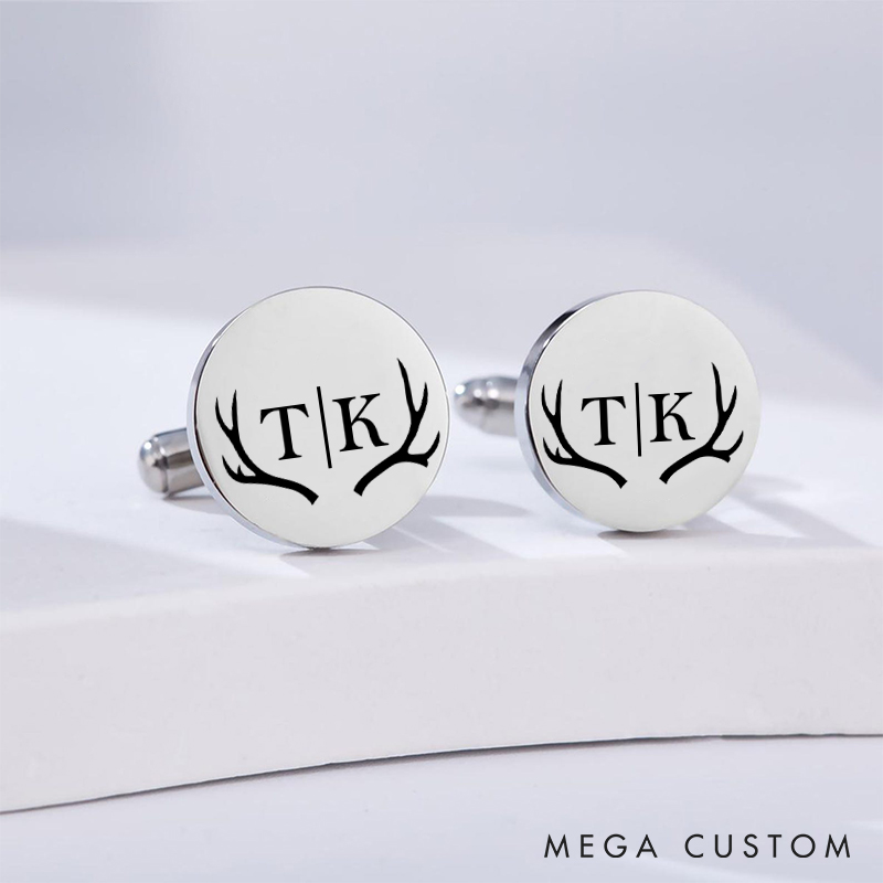 Personalized Engraved Antler Design Cufflinks Custom Wedding Party Gift Cufflink Groomsmen Groom Gift Bachelor Party Favors Cuff Link