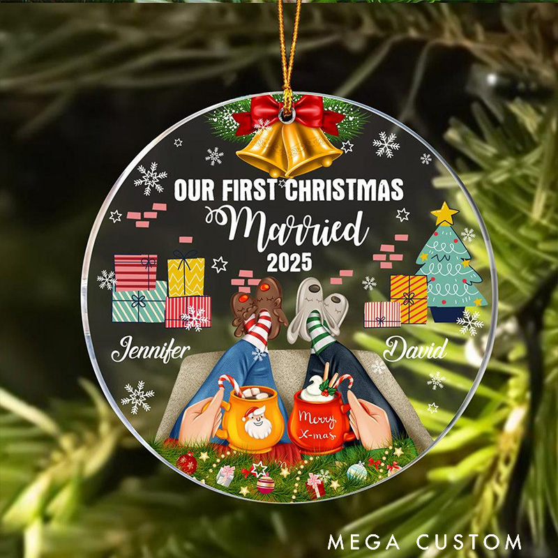 Personalized Our First Christmas Married Couple Ornament Acrylic Christmas Ornament For Newlywed Couple Keepsake